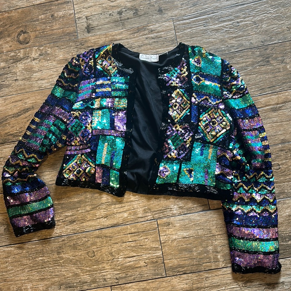 Vintage Laurence Kazar cropped sequin jacket